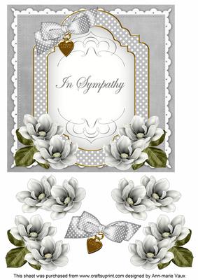 Silver Magnolia in Sympathy Fancy 7in Decoupage Topper