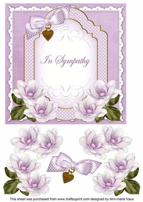 Lilac Magnolia in Sympathy Fancy 7in Decoupage Topper