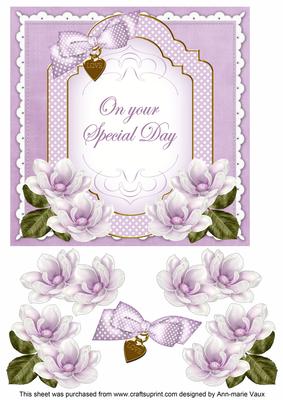 Lilac Magnolia Special Day Fancy 7in Decoupage Topper