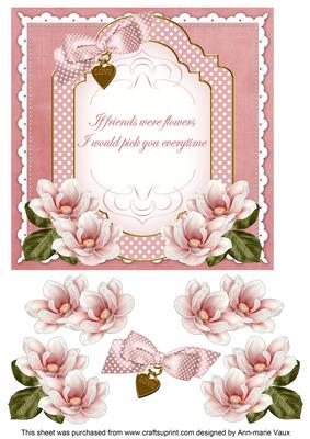 Pink Magnolia If Friends Fancy 7in Decoupage Topper
