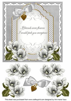 Silver Magnolia If Friends Fancy 7in Decoupage Topper
