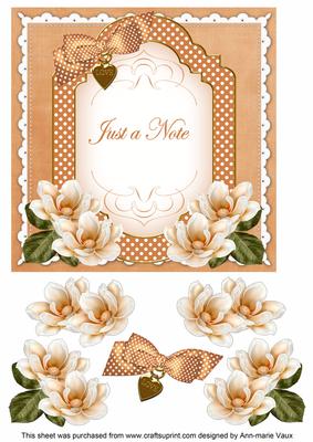 Borange Magnolia Just a Note Fancy 7in Decoupage Topper