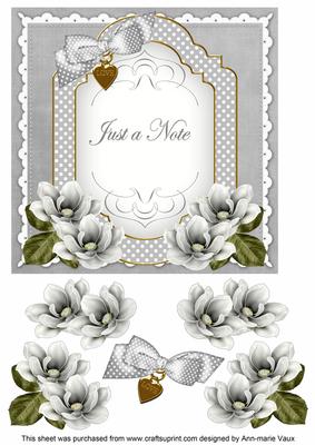 Silver Magnolia Just a Note Fancy 7in Decoupage Topper