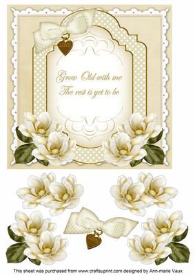 Cream Magnolia Grow Old Fancy 7in Decoupage Topper