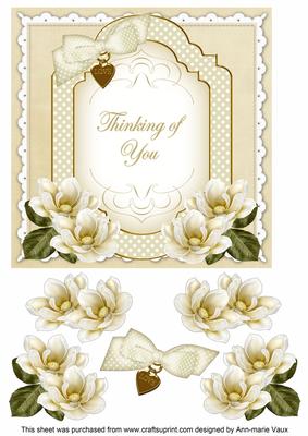 Cream Magnolia Thinking of You Fancy 7in Decoupage Topper