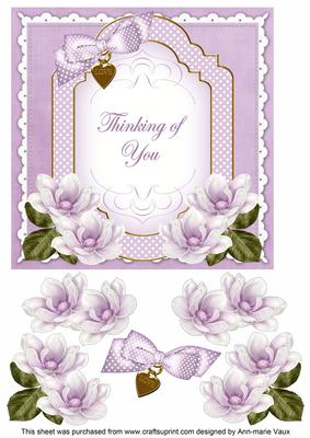 Lilac Magnolia Thinking of You Fancy 7in Decoupage Topper