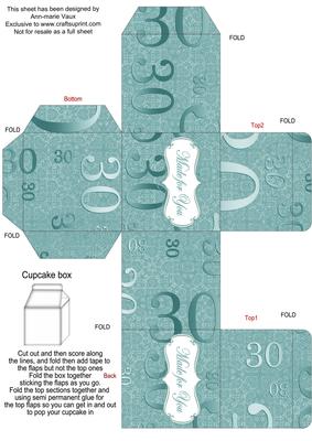 Dusky Teal Age 30 Single Cupcake Presentation Box