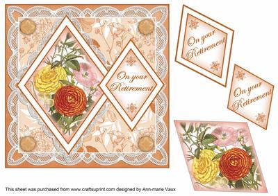 Orange Bouquet Your Retirement 7in Double Diamond Topper