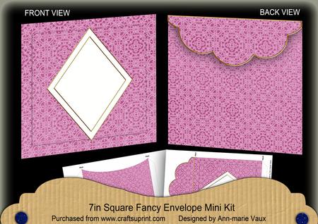 Cerise Lace Diamond 7x7inch Easy Envelope Mini Kit