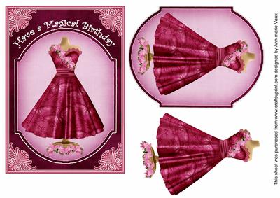 Cerise Butter Dress Magical Birthday 7x5in Fashion Topper