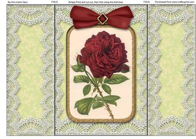 Red Rose Lace Gatefold Card