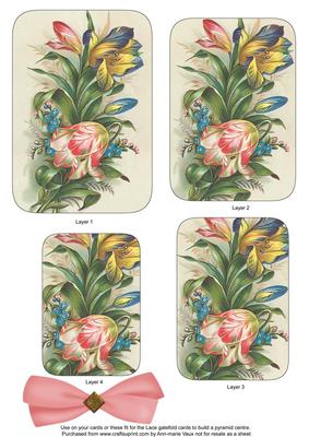 Colourful Tulips Matching Lace Gatefold Toppers
