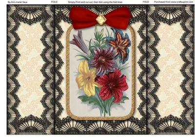 Colourful Lillies Black Lace Gatefold Card
