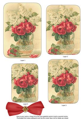 Rose Bouquet Matching Lace Gatefold Toppers