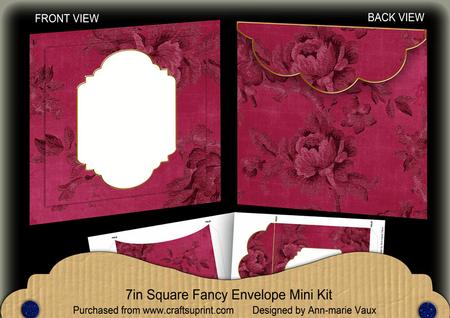 Hot Pink Rose Plain Fancy 7x7inch Easy Envelope Mini Kit