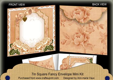 Peach Roses Fancy 7x7inch Easy Envelope Mini Kit