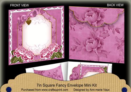 Cerise Roses Fancy 7x7inch Easy Envelope Mini Kit