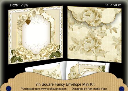 Cream Roses Fancy 7x7inch Easy Envelope Mini Kit