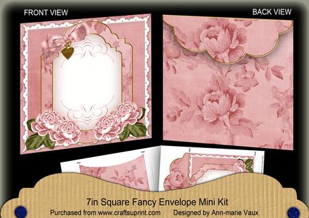 Pink Roses Fancy 7x7inch Easy Envelope Mini Kit