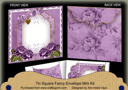 Purple Roses Fancy 7x7inch Easy Envelope Mini Kit