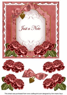 Dred Rose Just a Note Fancy 7in Decoupage Topper