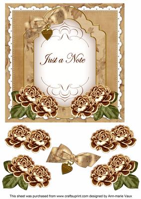 Vtea Rose Just a Note Fancy 7in Decoupage Topper