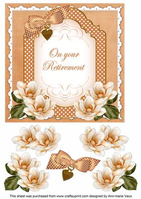 Borange Magnolia Retirement Fancy 7in Decoupage Topper