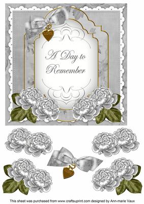 Silver Rose Date to Remember Fancy 7in Decoupage Topper