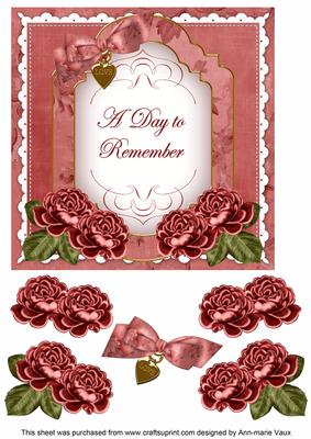 Dred Rose Date to Remember Fancy 7in Decoupage Topper