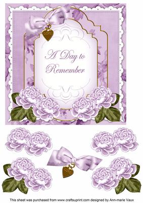 Lilac Rose Date to Remember Fancy 7in Decoupage Topper