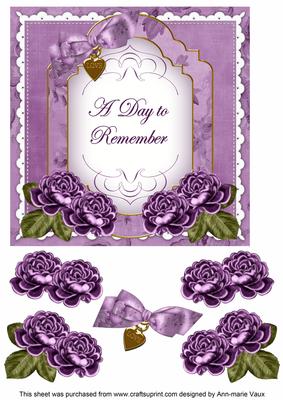 Purple Rose Date to Remember Fancy 7in Decoupage Topper