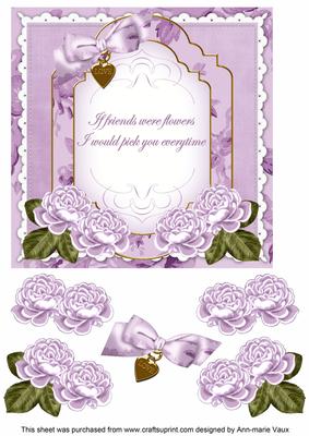 Lilac Rose If Friends Were -  Fancy 7in Decoupage Topper