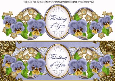 Blue Pansy Thinking of You Large Dl Decoupage Topper
