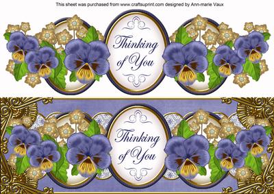 Dark Blue Pansy Thinking of You Large Dl Decoupage Topper