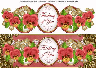 Dark Red Pansy Thinking of You Large Dl Decoupage Topper