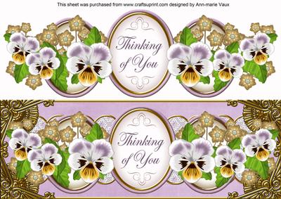 Lilac Pansy Thinking of You Large Dl Decoupage Topper