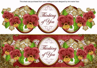 Very Red Pansy Thinking of You Large Dl Decoupage Topper
