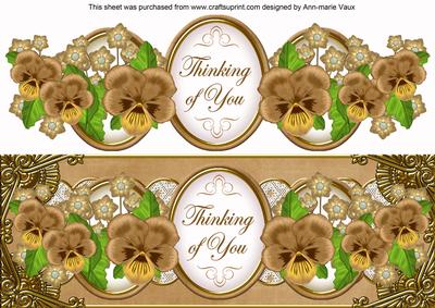 Vintage Tea Pansy Thinking of You Large Dl Decoupage Topper