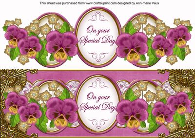 Cerise Pansy Special Day Large Dl Decoupage Topper