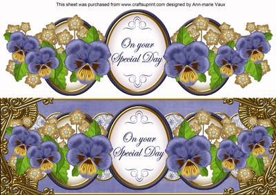 Dark Blue Pansy Special Day Large Dl Decoupage Topper