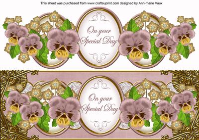 Dusky Pink Pansy Special Day Large Dl Decoupage Topper