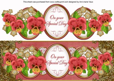 Dark Red Pansy Special Day Large Dl Decoupage Topper
