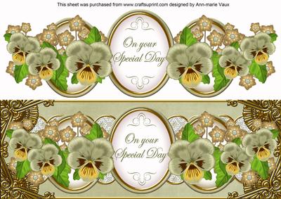 Olive Pansy Special Day Large Dl Decoupage Topper