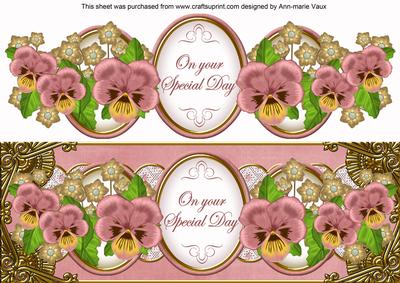 Pink Pansy Special Day Large Dl Decoupage Topper