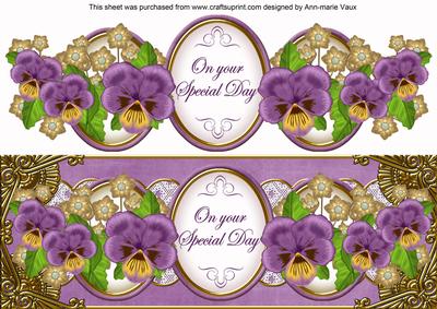 Purple Pansy Special Day Large Dl Decoupage Topper