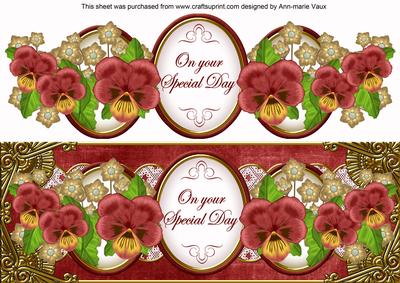 Very Red Pansy Special Day Large Dl Decoupage Topper