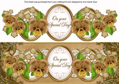 Vintage Tea Pansy Special Day Large Dl Decoupage Topper
