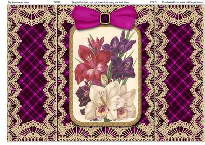 Mixed Gladioli Lace Gatefold Card