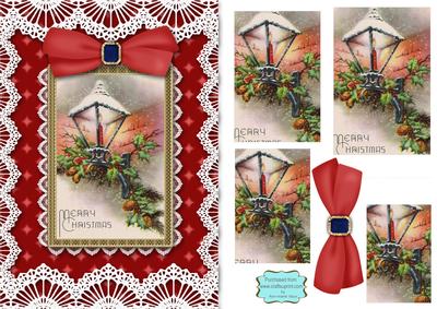 Christmas Lantern A5 Lace Border Step by Step Card Front