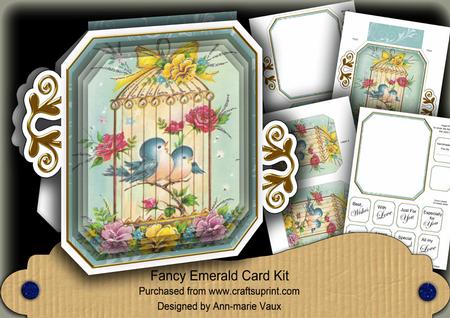 Teal Birdcage Fancy Emerald 3D Mini Card Kit